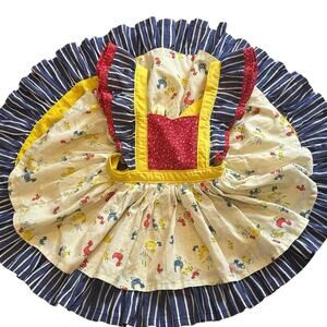 Custom Made Apron Dress by The Shabby Seamstress Vintage Farm Duck Fabric 2T-3T